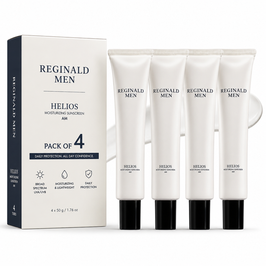 Reginald Men SPF 50+ PA++++ Sunscreen (100g) | In-Vivo Tested | Broad Spectrum UVA/UVB Protection | Brightening & Hydrating | Lightweight, Oil-Free & Non-Sticky | Daily Sun Protection for Men (PACK OF 4)
